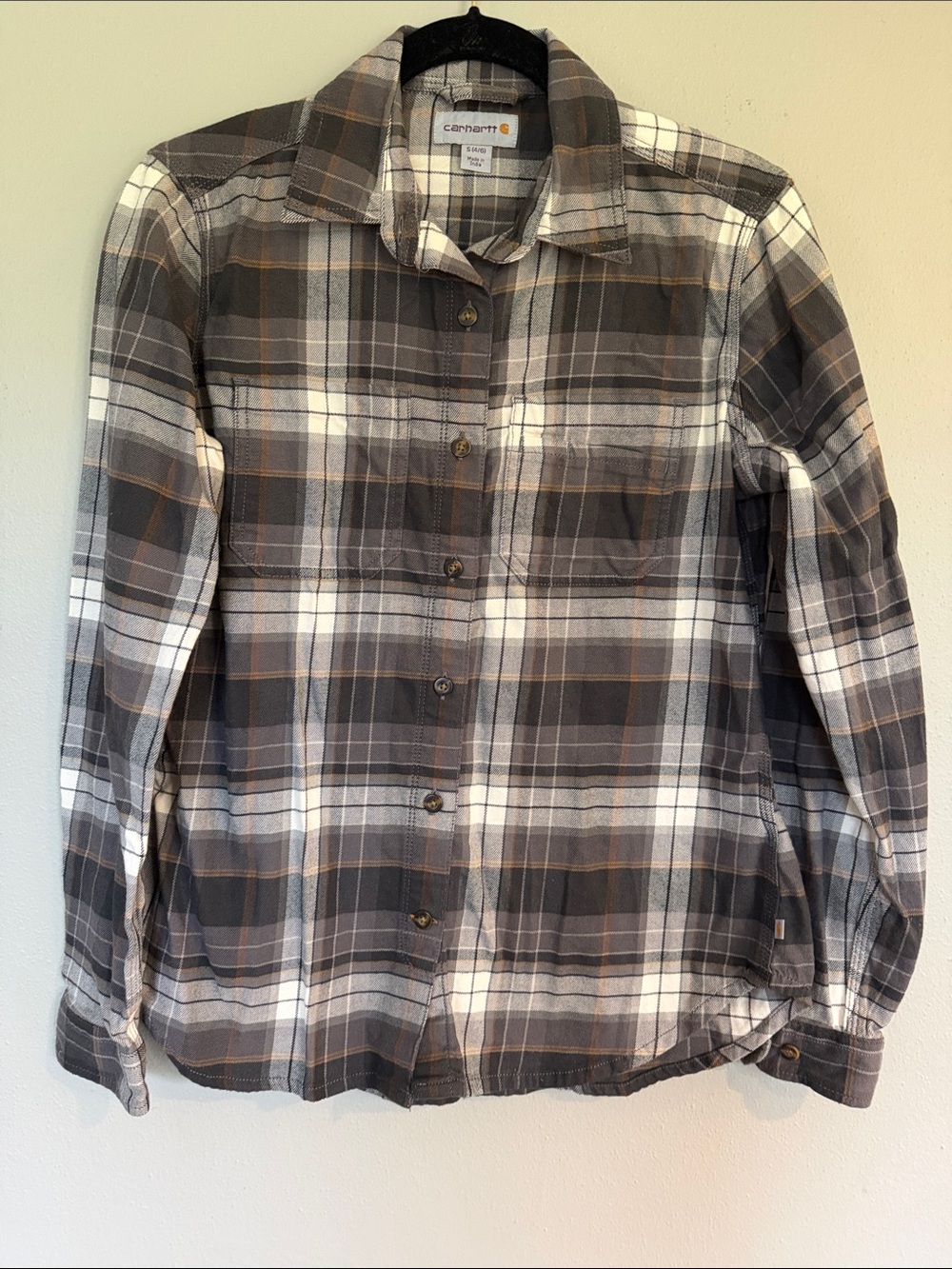 Carhartt Women’s Plaid Button-Down Shirt - Gray, White & Brown